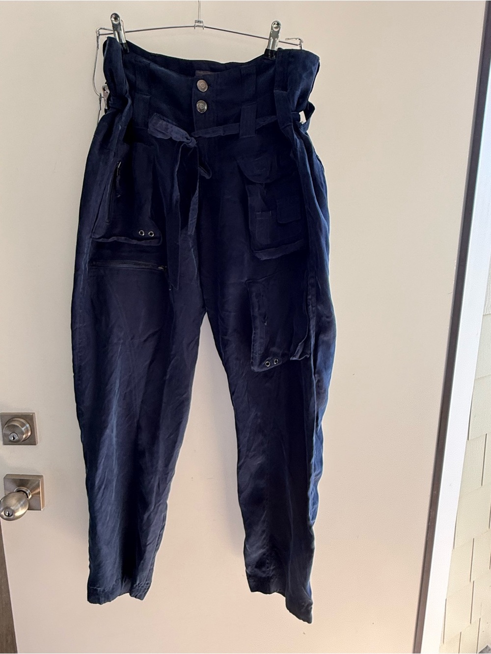 Johnny Was Deep Navy Paperbag Cargo Trousers